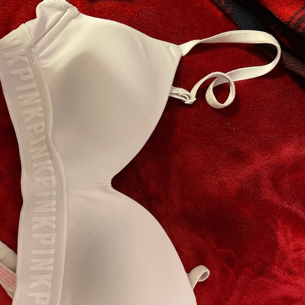 White PINK t shirt bra